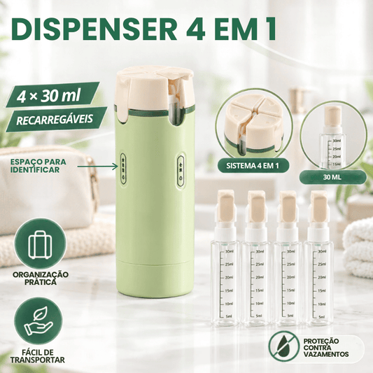 Dispenser 4 em 1: Seu Kit de Banho Compacto