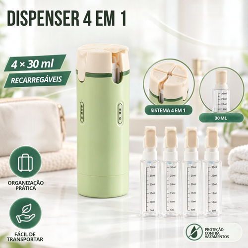 Dispenser 4 em 1: Seu Kit de Banho Compacto